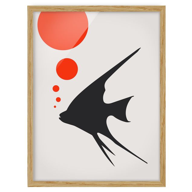 Poster con cornice - Pesce con bolle rosse