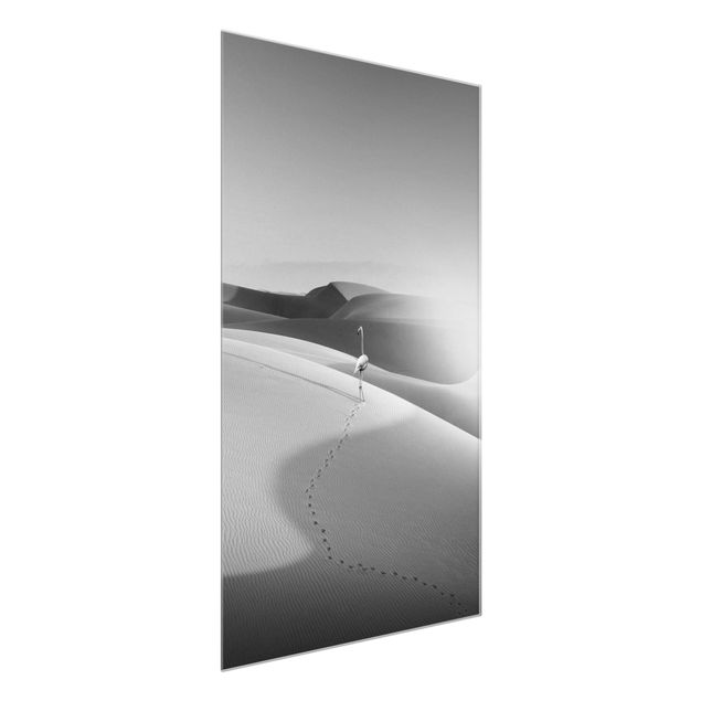Quadro in vetro - Fenicottero nel deserto - Formato verticale 2:3