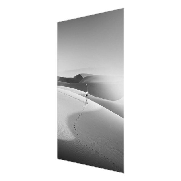 Quadro in vetro - Fenicottero nel deserto - Formato verticale 2:3