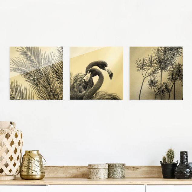 quadri con animali Fenicotteri e palme