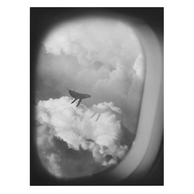 Quadri su tela animali Balenottera volante tra le nuvole
