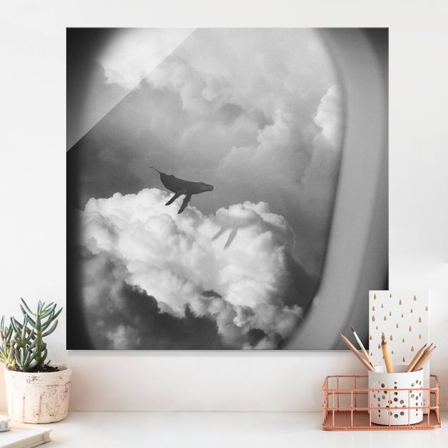 quadri con animali Balenottera volante tra le nuvole