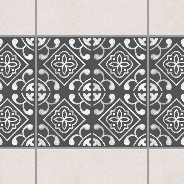 Adesivo per piastrelle - Dark Gray White Pattern Series No.02