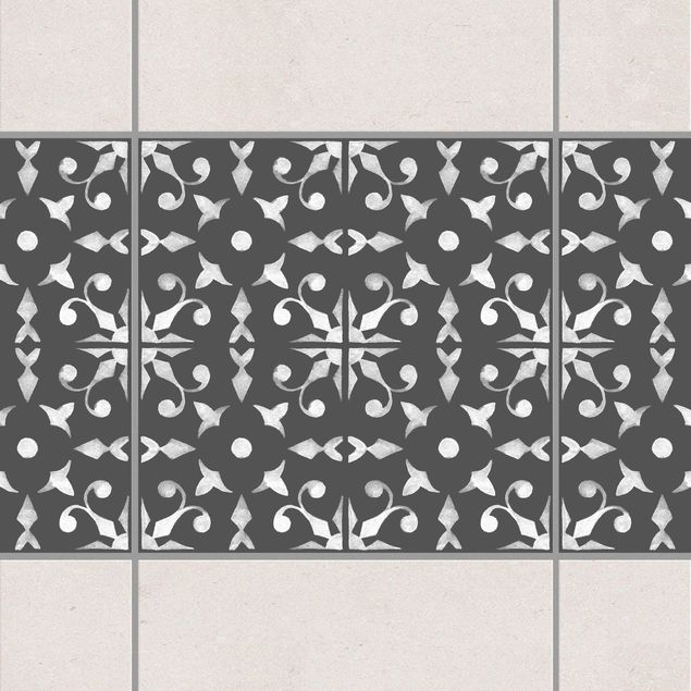 Adesivo per piastrelle - Dark Gray White Pattern Series No.06