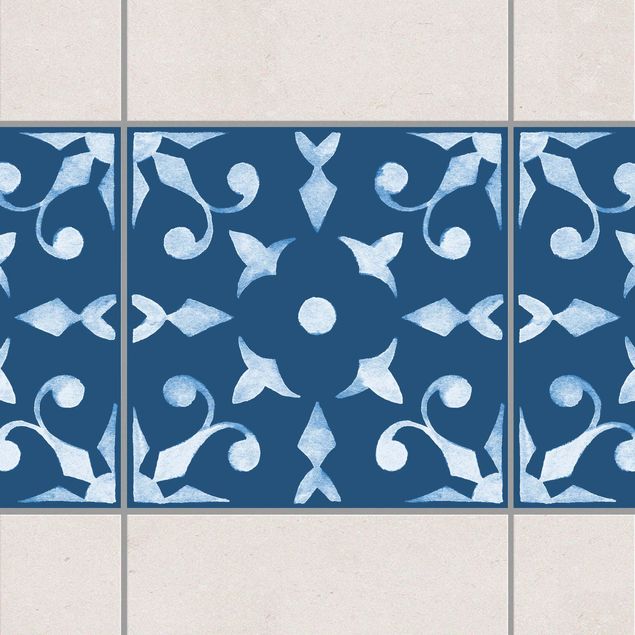 Adesivo per piastrelle - Pattern Dark Blue White Series No.6