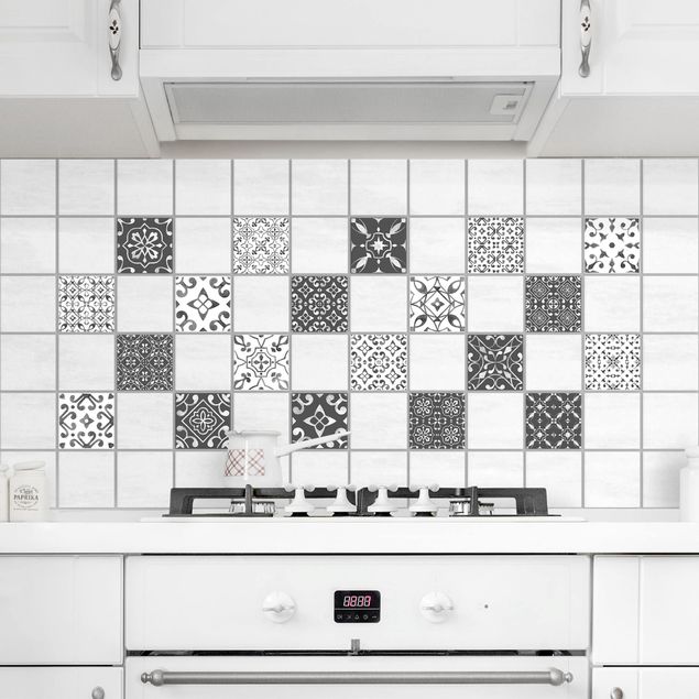 Adesivo per piastrelle - Multicolour Pattern Gray White - Mix 10cm x 10cm