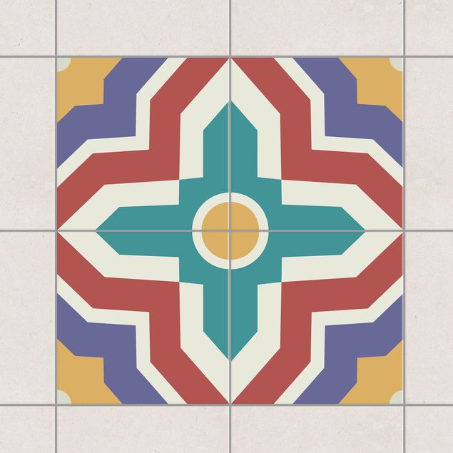 Adesivo per piastrelle - Set - 4 Moroccan tiles crisscross 10cm x 10cm