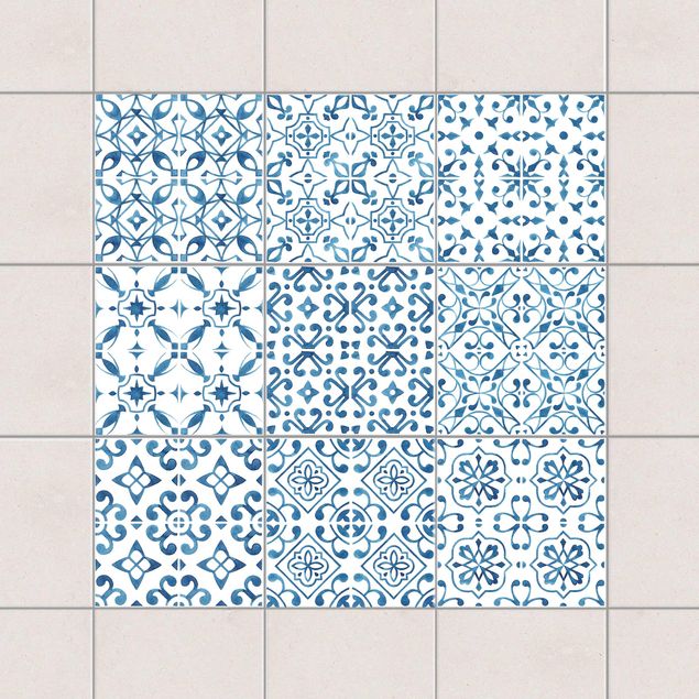 Adesivo per piastrelle - Blue White Pattern Series - Mix 10cm x 10cm
