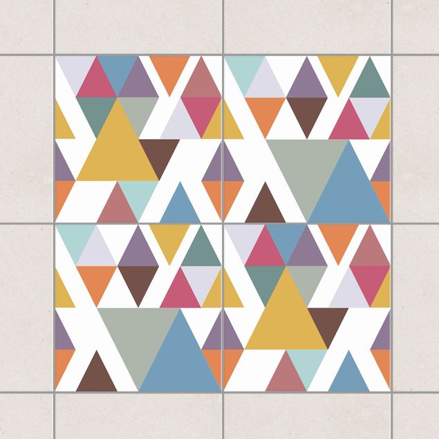 Adesivo per piastrelle - Colorful Triangles 20cm x 15cm