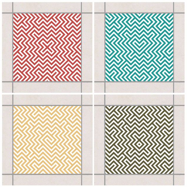 Adesivo per piastrelle - Geometric Design Colour Set 10cm x 10cm