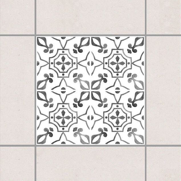 Adesivo per piastrelle - Gray White Pattern Series No.9