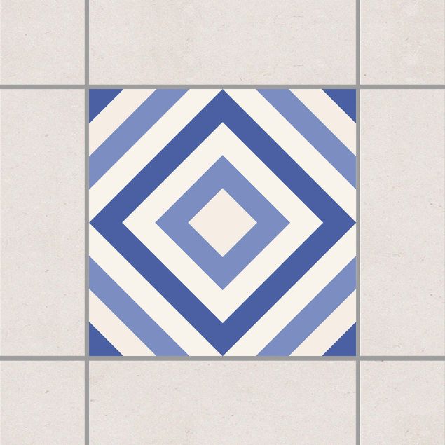 Adesivo per piastrelle - Moroccan tile karo blue white 10cm x 10cm