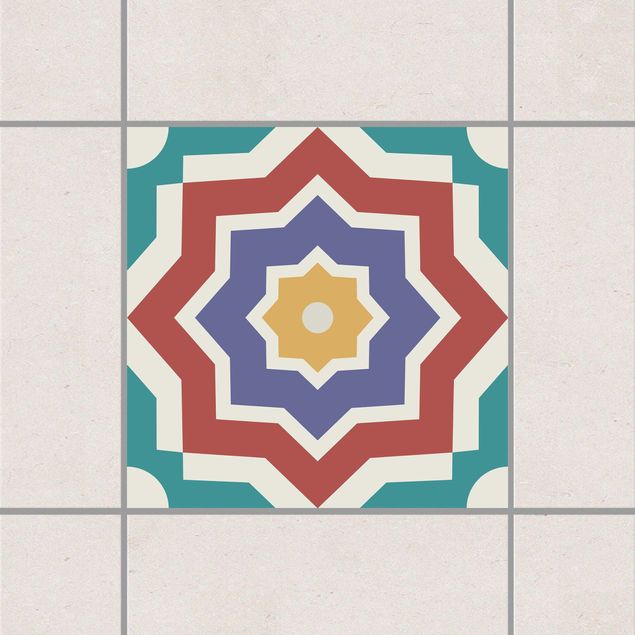 Adesivo per piastrelle - Moroccan tile star pattern 10cm x 10cm