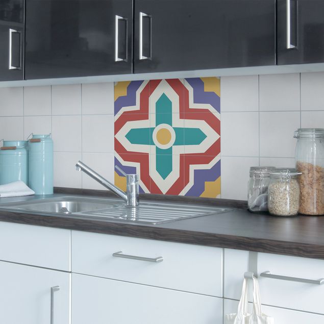 Adesivo per piastrelle - Set - Moroccan tiles cross ornament 10cm x 10cm