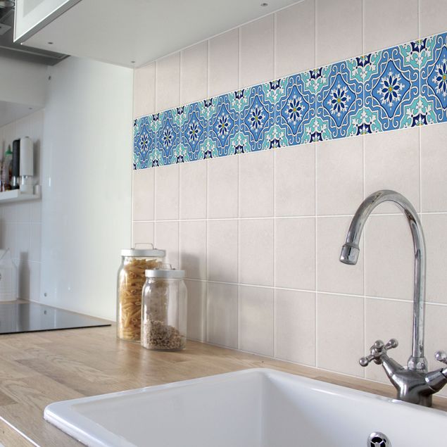 Adesivo per piastrelle - Mediterranean tile pattern blue turquoise 10cm x 10cm
