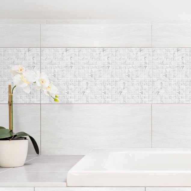 Adesivo per piastrelle - Mosaic Tile Marble Look Bianco Carrara 10x10 cm