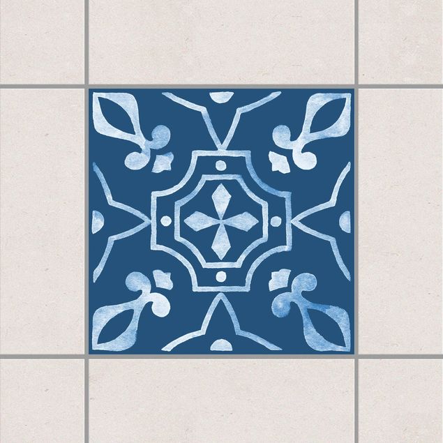 Adesivo per piastrelle - Pattern Dark Blue White Series No.3