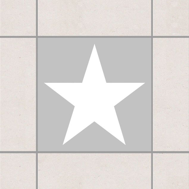 Adesivo per piastrelle - Large white stars on grey 15cm x 15cm