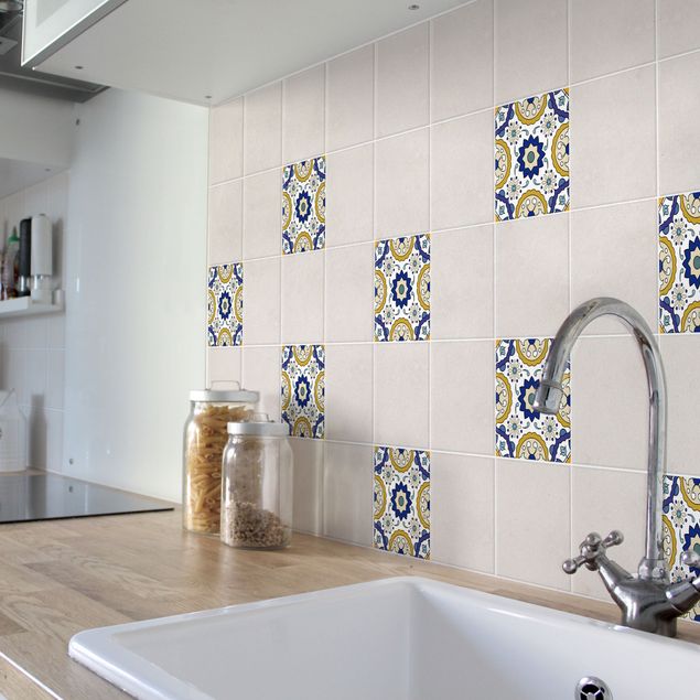 Adesivo per piastrelle - Set - Portuguese tile panel from 4 Azulejo tiles 10cm x 10cm