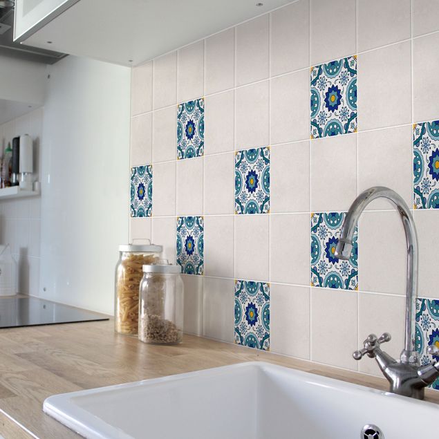 Adesivo per piastrelle - Portuguese tile pattern of Azulejo 10cm x 10cm