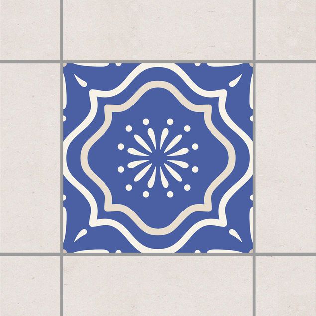 Adesivo per piastrelle - Portuguese tiles ornament blue 10cm x 10cm