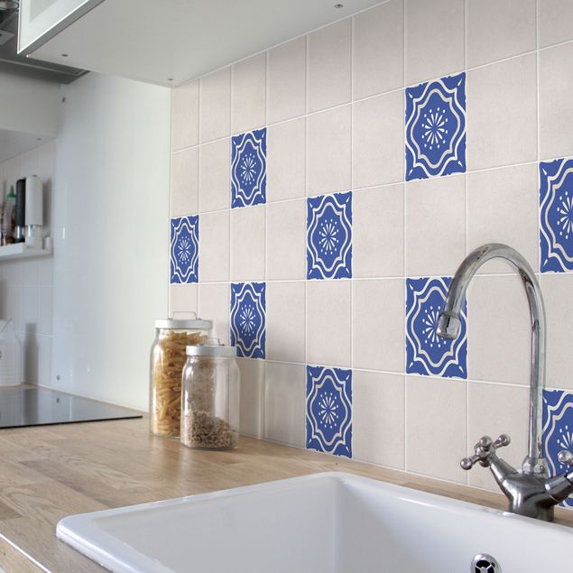 Adesivo per piastrelle - Portuguese tiles ornament blue 10cm x 10cm