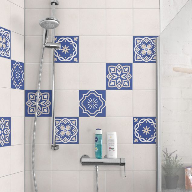 Adesivo per piastrelle - Set - 4 Portuguese tiles blue 10cm x 10cm