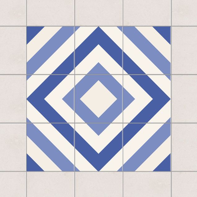 Adesivo per piastrelle - Set - Moroccan tiles check blue white 10cm x 10cm