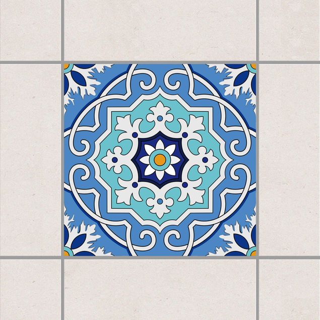 Adesivo per piastrelle - Spanish tile pattern blue turquoise 10cm x 10cm
