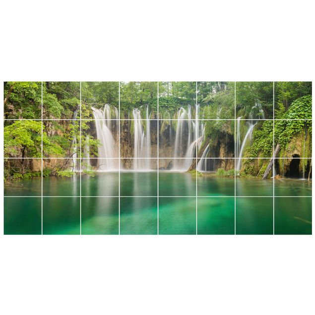 Adesivo per piastrelle - Waterfall Plitvice Lakes