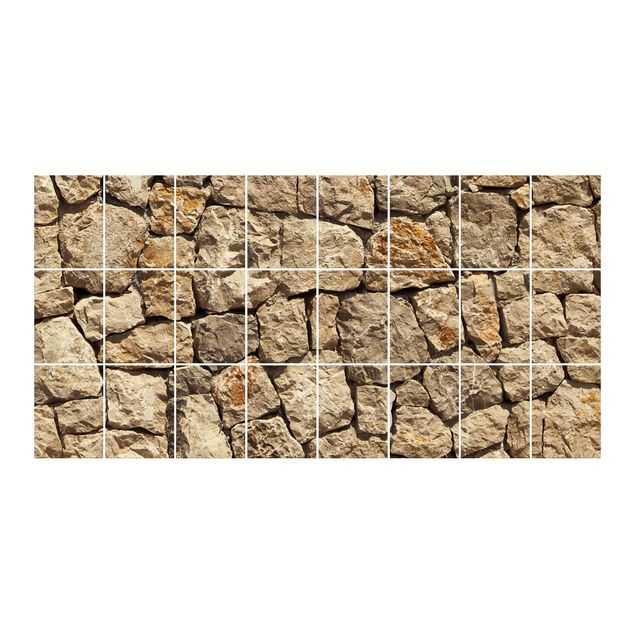 Adesivo per piastrelle - Old wall of paving stone Formato orizzontale
