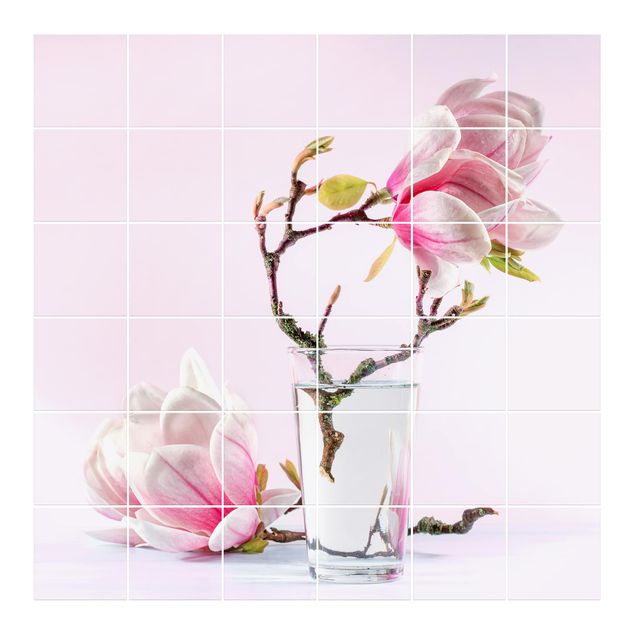 Adesivo per piastrelle - Magnolia in glass