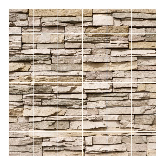 Adesivo per piastrelle - Asian Stonewall - stone wall from big bright stones