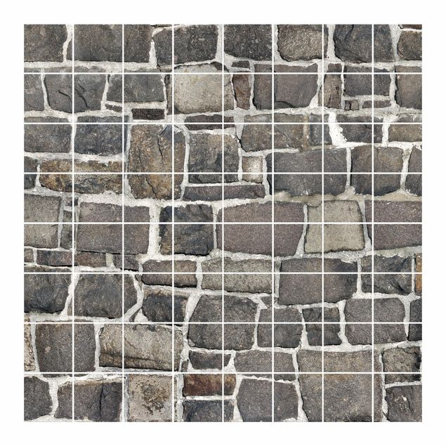 Adesivo per piastrelle - Crushed stone wallpaper stone wall Formato quadrato
