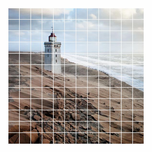 Adesivo per piastrelle - Lighthouse In Denmark - Quadrato