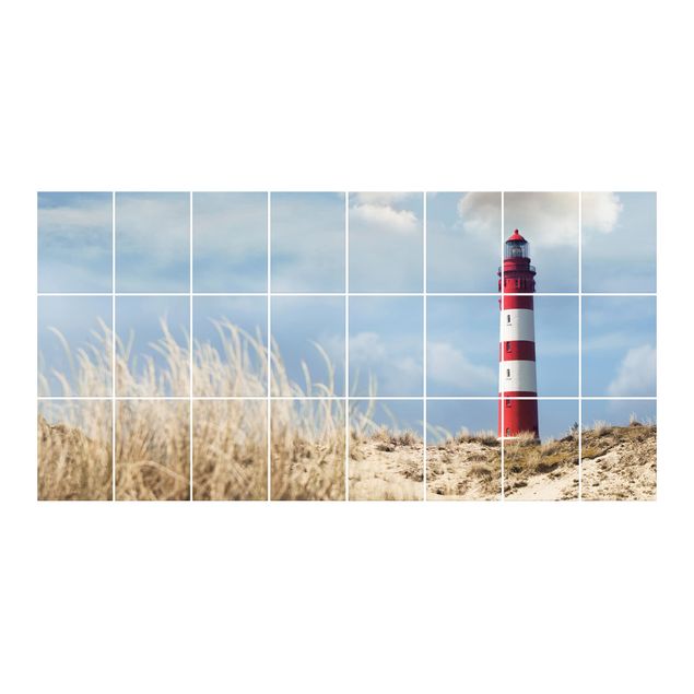 Adesivo per piastrelle - Lighthouse In The Dunes - Quadrato
