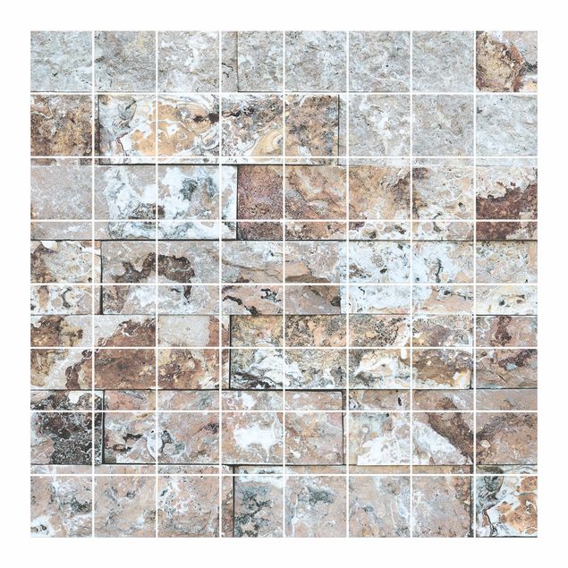 Adesivo per piastrelle - Natural Marble Stone Wall - Quadrato