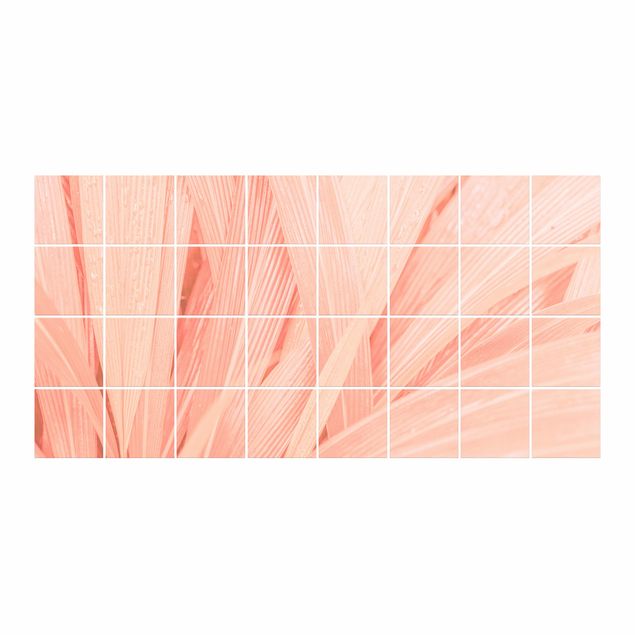 Adesivo per piastrelle - Palm Leaves Pink - Orizzontale