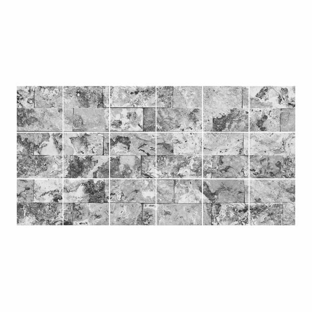 Adesivo per piastrelle - Stone Wall Natural Marble Gray - Orizzontale