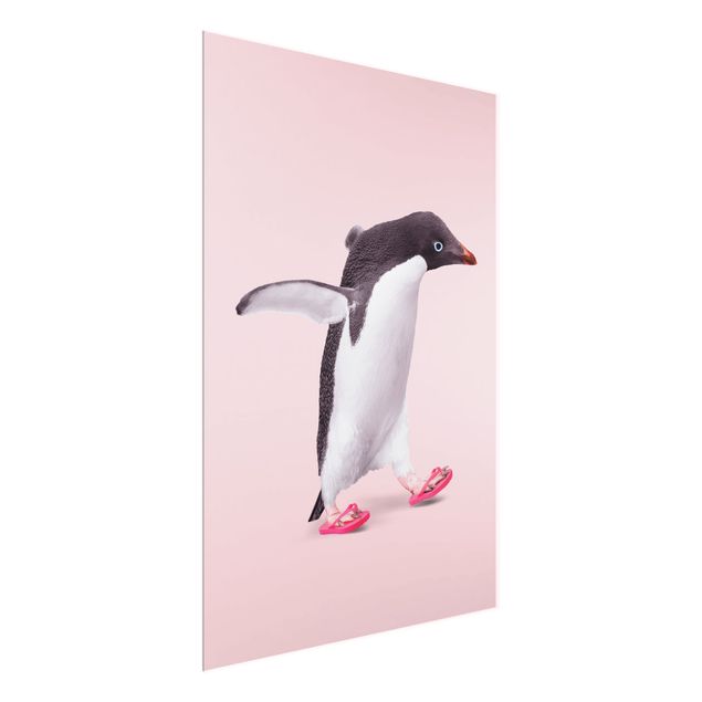 Quadro in vetro - Pinguino Flip-Flop - Formato verticale 3:4