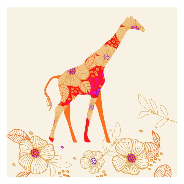Carta da parati - floreale giraffa