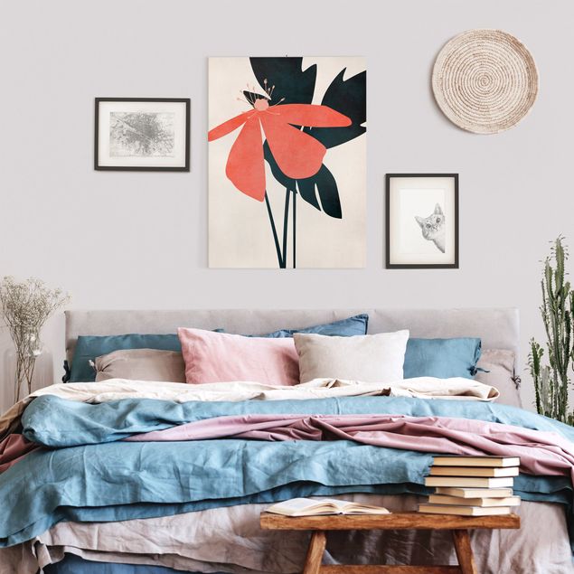 Quadri moderni per soggiorno Bellezza floreale rosa e blu