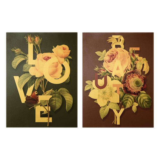 Stampa su tela 2 parti - Tipografia floreale - Love & Beauty