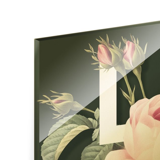 Quadro in vetro - Tipografia floreale - Love - Formato verticale