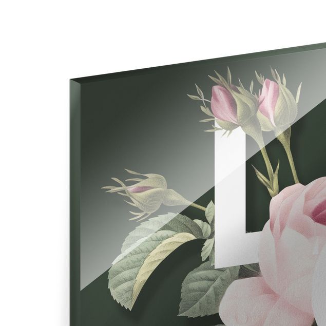 Quadro in vetro - Tipografia floreale - Love - Formato verticale