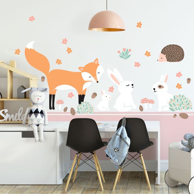 Adesivo murale - Amici della foresta con Hare Hedgehog e Fox