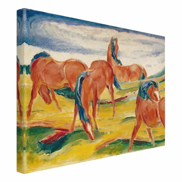 Quadro su tela naturale - Franz Marc - Cavalli che brucano - Formato orizzontale 4:3