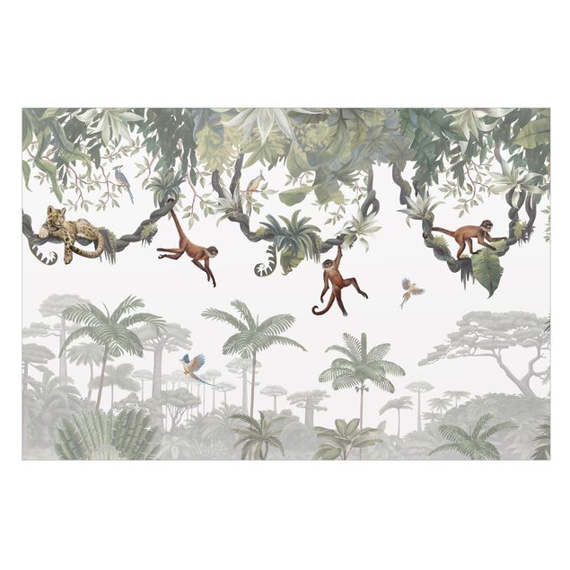 Decorazione per finestre - Scimmie dispettose nelle chiome tropicali