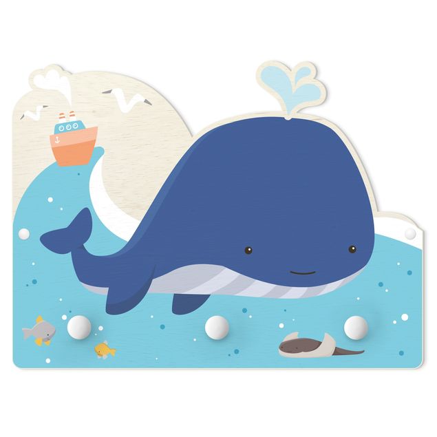 Appendiabiti per bambini - Balena amichevole nel mare