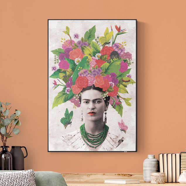 Quadro fonoassorbente intercambiabile - Frida Kahlo - Ritratto di fiori